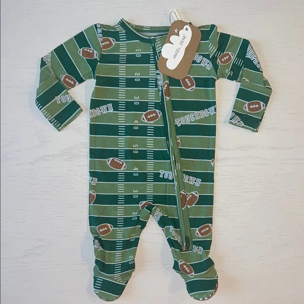 Angel Dear Green Football Footie Newborn 0-3 3-6 6-9 months